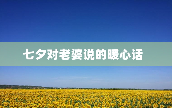 七夕对老婆说的暖心话