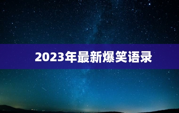 2023年最新爆笑语录