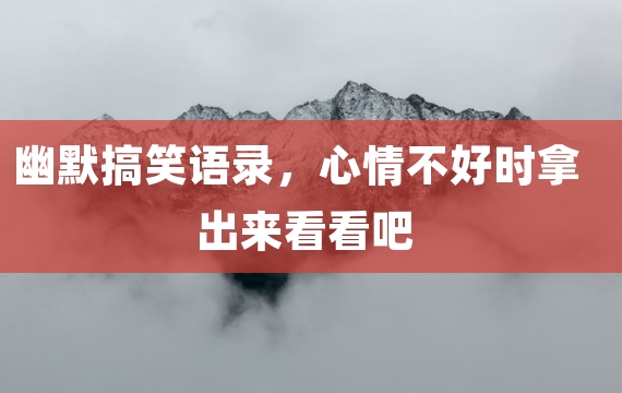 幽默搞笑语录，心情不好时拿出来看看吧