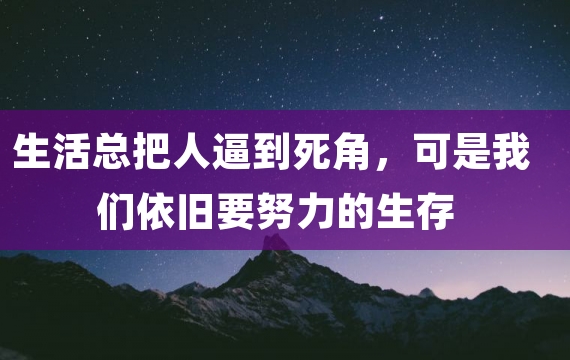 生活总把人逼到死角，可是我们依旧要努力的生存