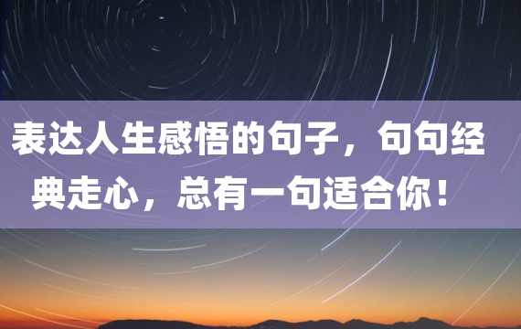 表达人生感悟的句子，句句经典走心，总有一句适合你！