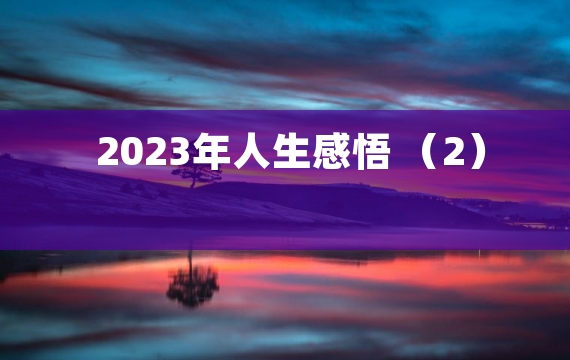 2023年人生感悟 （2）