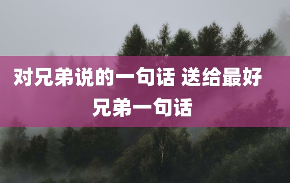 对兄弟说的一句话 送给最好兄弟一句话