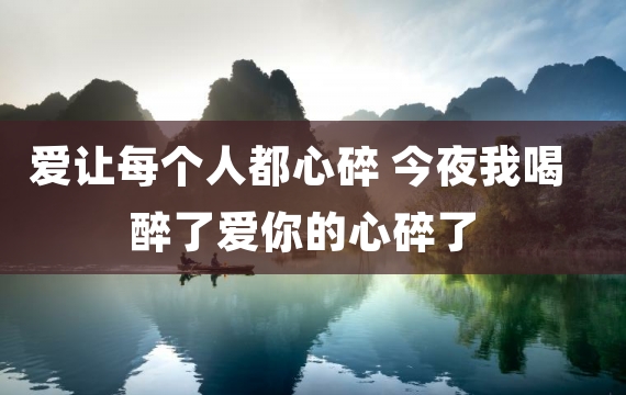 爱让每个人都心碎 今夜我喝醉了爱你的心碎了