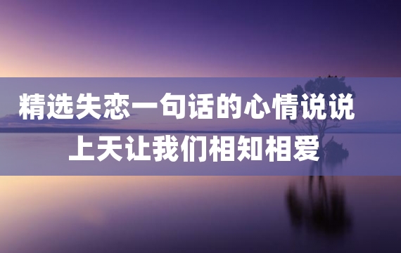 精选失恋一句话的心情说说 上天让我们相知相爱