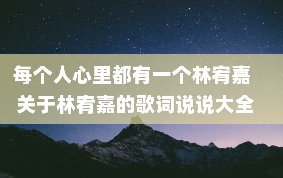 每个人心里都有一个林宥嘉 关于林宥嘉的歌词说说大全