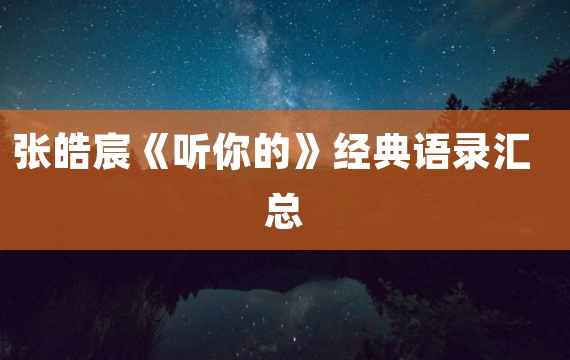 张皓宸《听你的》经典语录汇总