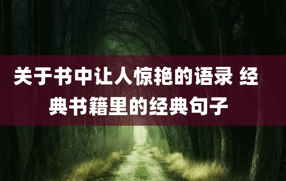 关于书中让人惊艳的语录 经典书籍里的经典句子