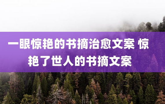 一眼惊艳的书摘治愈文案 惊艳了世人的书摘文案