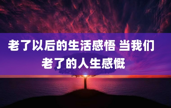 老了以后的生活感悟 当我们老了的人生感慨