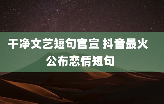 干净文艺短句官宣 抖音最火公布恋情短句