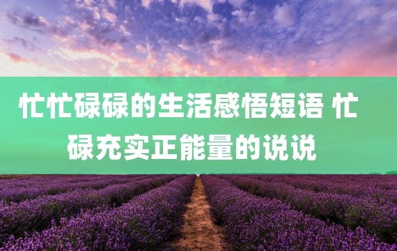 忙忙碌碌的生活感悟短语 忙碌充实正能量的说说