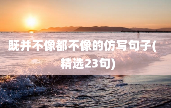 既并不像都不像的仿写句子(精选23句)