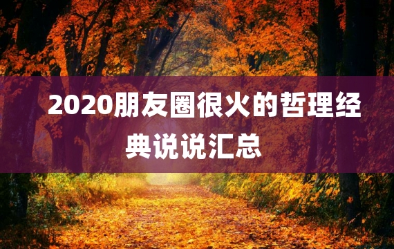 2020朋友圈很火的哲理经典说说汇总