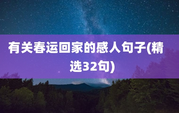 有关春运回家的感人句子(精选32句)