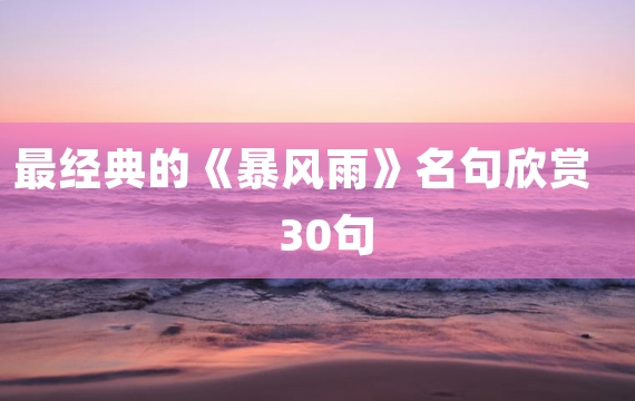 最经典的《暴风雨》名句欣赏30句