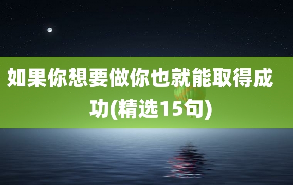 如果你想要做你也就能取得成功(精选15句)