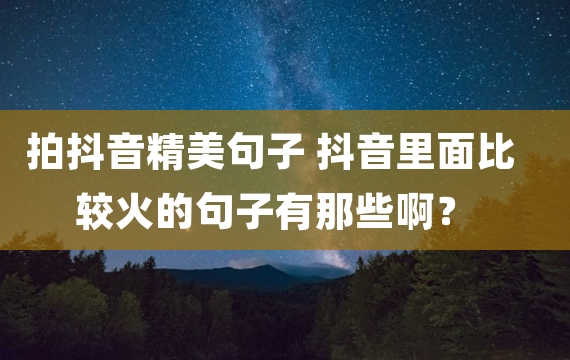 拍抖音精美句子 抖音里面比较火的句子有那些啊？