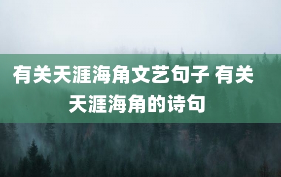 有关天涯海角文艺句子 有关天涯海角的诗句