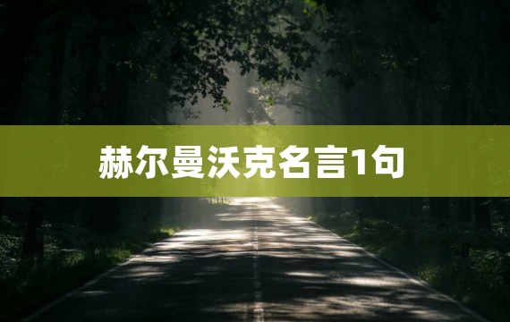 赫尔曼沃克名言1句