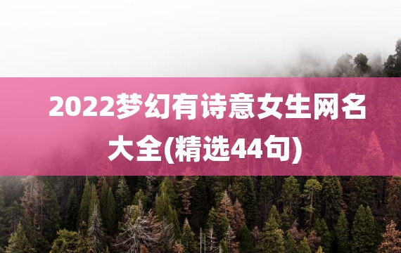 2022梦幻有诗意女生网名大全(精选44句)