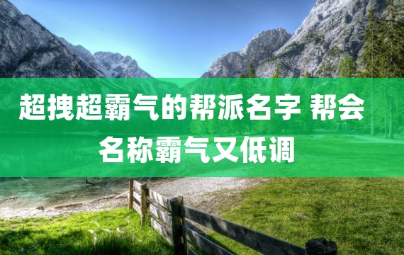 超拽超霸气的帮派名字 帮会名称霸气又低调