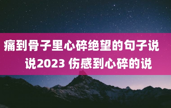 痛到骨子里心碎绝望的句子说说2023 伤感到心碎的说说