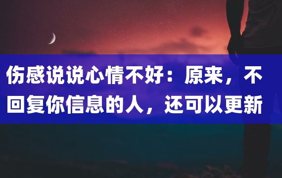 伤感说说心情不好：原来，不回复你信息的人，还可以更新动态