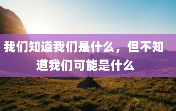 我们知道我们是什么，但不知道我们可能是什么