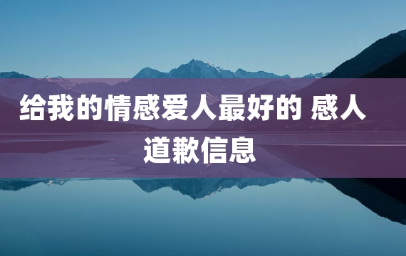 给我的情感爱人最好的 感人道歉信息